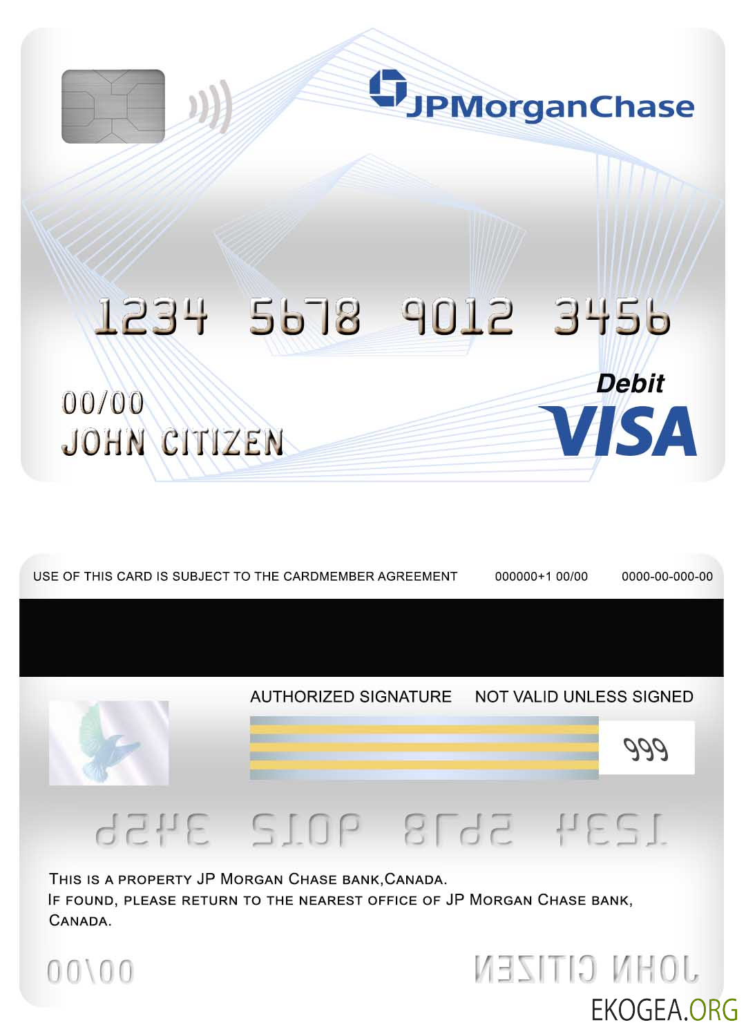 Carte de débit visa bancaire Canada JP Morgan Chase